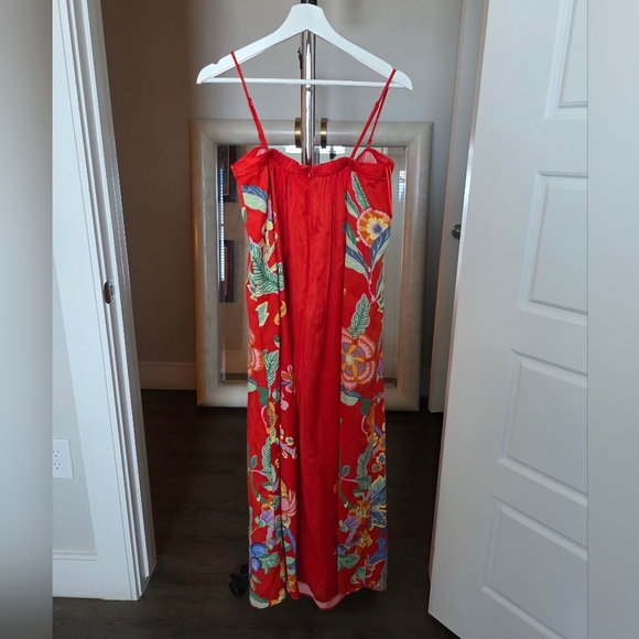 Anthropologie Strapless Pleated Column Midi Red Dress Size M - Picture 8 of 10